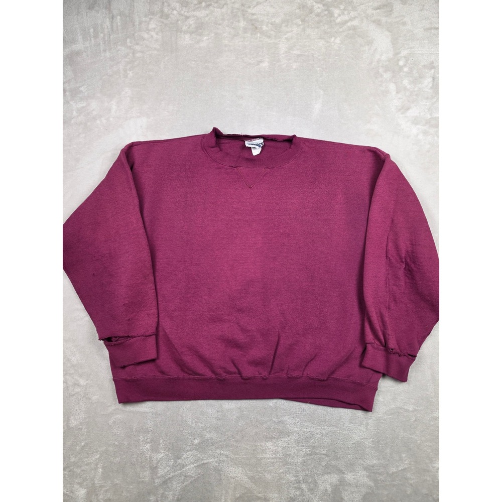 Vintage Pure Sweat Classic Sweatshirt Womens 1X-2X Burgundy Distressed USA Made